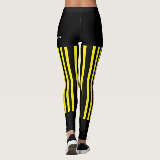 Gelbe und schwarze Mannschaft/Club mit Namen, Fake Leggings (Rückseite)