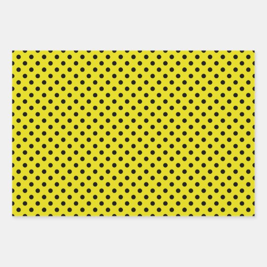 Gelbe und schwarze Polka-DotStreifen Geschenkpapier Set (Vorderseite)