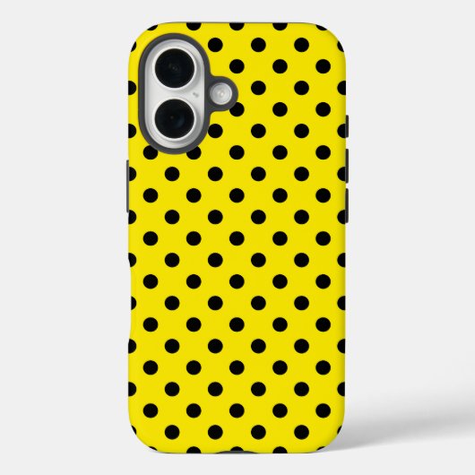 Gelbe und schwarze Polka-Punkte Case-Mate iPhone Hülle (Rückseite)