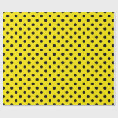 Gelbe und schwarze Polka-Punkte Geschenkpapier (Flach)