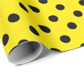 Gelbe und schwarze Polka-Punkte Geschenkpapier (Rolleneckpunkt)
