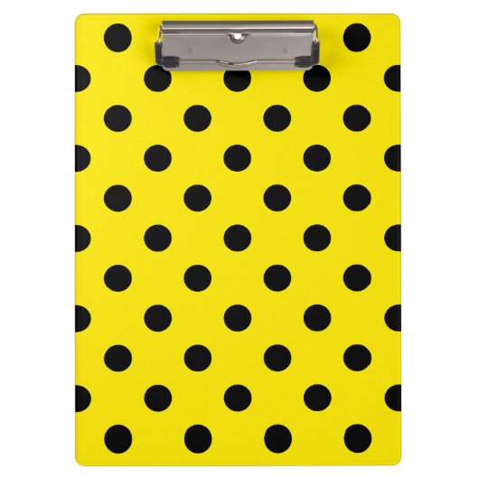 Gelbe und schwarze Polka-Punkte Klemmbrett (Vorderseite)