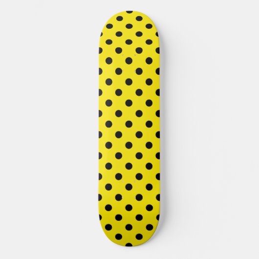 Gelbe und schwarze Polka-Punkte Skateboard (Vorderseite)