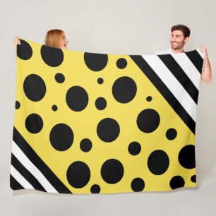 Gelbe und schwarze Polka Punkte und Streifen unbed Fleecedecke