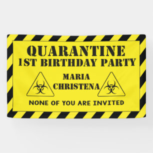 Gelbe und schwarze Quarantäne Erster Geburtstag B Banner