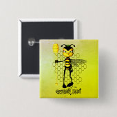 Gelbe und schwarze Queen Bee mit Wabenwürfel Button (Vorne & Hinten)