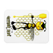 Gelbe und schwarze Queen Bee mit Wabenwürfel Magnet (Horizontal)