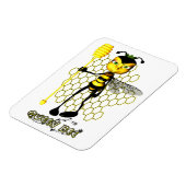Gelbe und schwarze Queen Bee mit Wabenwürfel Magnet (Linke Seite)