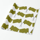 Gelbe und schwarze Racefahnen Geschenkpapier (Ungerollt)