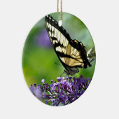 Gelbe und schwarze Schmetterlinge auf dem Lavendel Keramik Ornament (Rechts)