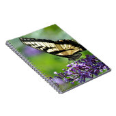 Gelbe und schwarze Schmetterlinge auf dem Lavendel Notizblock (Rechte Seite)