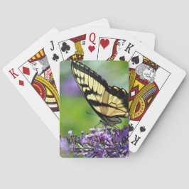 Gelbe und schwarze Schmetterlinge auf dem Lavendel Spielkarten