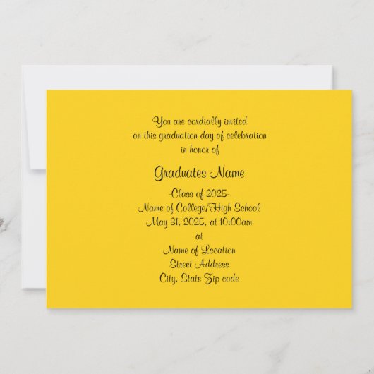 Gelbe und schwarze Silhouette 2025 Einladung (Rückseite)