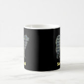 Gelbe und schwarze Silhouette Kaffeetasse (Mittel)