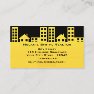 Gelbe und schwarze Sklyline Visitenkarte
