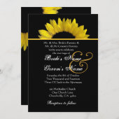 Gelbe und schwarze Sonnenblume, die metallisches Einladung (Vorne/Hinten)