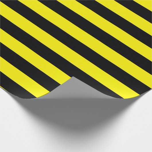 Gelbe und schwarze Streifen Geschenkpapier (Ecke)