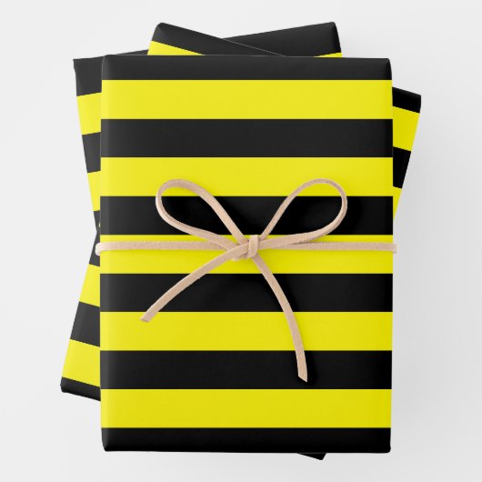Gelbe und schwarze Streifen Geschenkpapier Set (Beispiel)