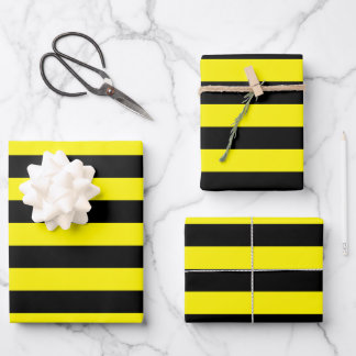 Gelbe und schwarze Streifen Geschenkpapier Set