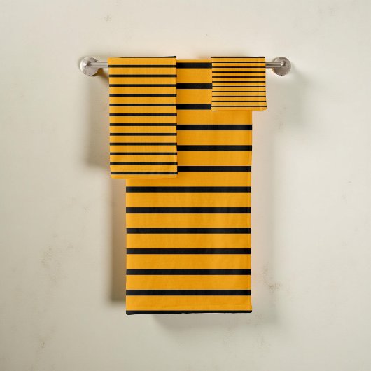 Gelbe und schwarze Streifen Muster modern, stilvol Badhandtuch Set