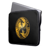 Gelbe und schwarze Yin Yang Drachen Laptopschutzhülle (Vorderseite Links)