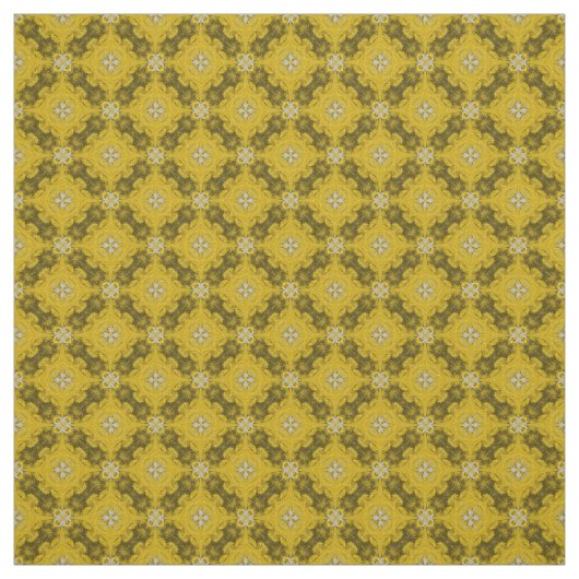 Gelbe und Silbergraue Blume Stoff (Muster)
