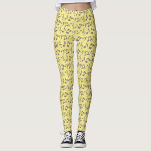 Gelbe und silberne Musiknoten Leggings