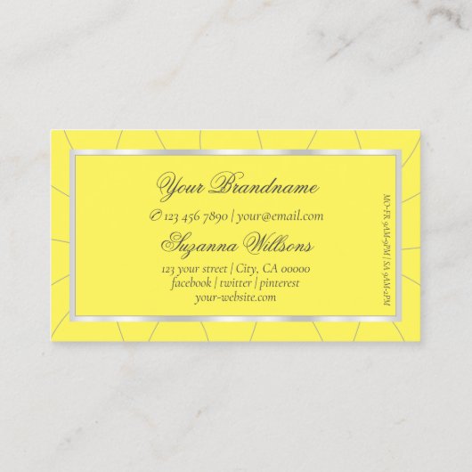 Gelbe und silberne Rahmen mit Luxus Diamonds & Log Visitenkarte (Rückseite)