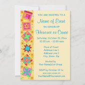 Gelbe und türkisfarbene Patchwork Quilt Block Art Einladung (Rückseite)