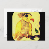 Gelbe und Vintage Vogelgrippe Postkarte (Vorne/Hinten)