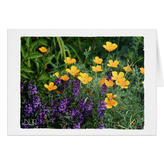 Gelbe und violette Blumen/ Blumen-/Wasserfarben-Lo (Vorderseite (Horizontal))