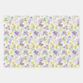 Gelbe und violette Blumen Botanische Schrift Geschenkpapier Set (Vorderseite 2)