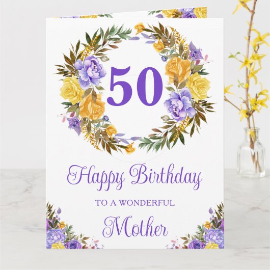 Gelbe und violette Blumen Geburtstag Karte (Gelbe Blume)