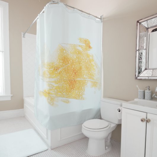 Gelbe und weiße Abbildung Duschvorhang (Beispiel)