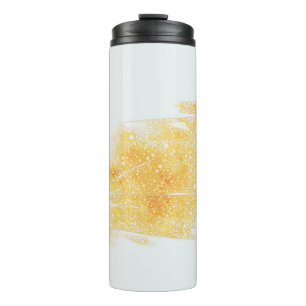 Gelbe und weiße Abbildung Thermosbecher