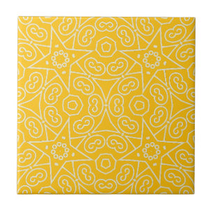 Gelbe und weiße abstrakte geometrische Muster  Fliese