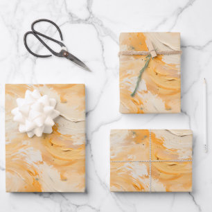 Gelbe und weiße abstrakte Malerei Geschenkpapier Set