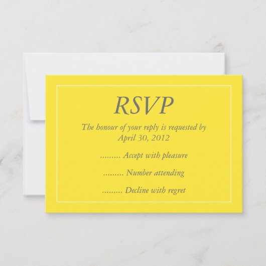 Gelbe und weiße Antworten auf Ereignisse, UAWG ode RSVP Karte (Vorderseite)