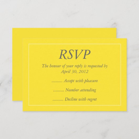 Gelbe und weiße Antworten auf Ereignisse, UAWG ode RSVP Karte (Vorne/Hinten)