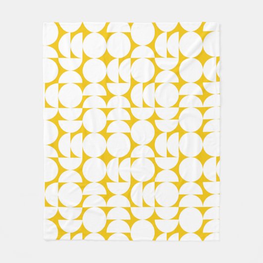 Gelbe und weiße Bauhauszirkel Fleecedecke (Vorderseite)