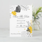 Gelbe und weiße Blätter Einladung (Stehend Vorderseite)