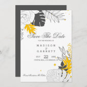 Gelbe und weiße Blätter Einladung (Vorne/Hinten)