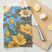 Gelbe und weiße Blume Geschirrtuch (Viertel Falte)
