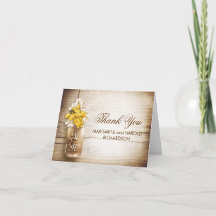 gelbe und weiße Blumen Mason Jar Dankeskarten Dankeskarte