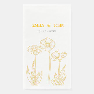 Gelbe und weiße Blumenhochzeit Serviette