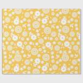Gelbe und weiße Blumenkäse Nahtloses Muster Geschenkpapier (Flach)
