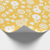 Gelbe und weiße Blumenkäse Nahtloses Muster Geschenkpapier (Ecke)