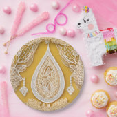 Gelbe und weiße Blumenmuster AI-Kunst Pappteller (Party)