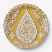 Gelbe und weiße Blumenmuster AI-Kunst Pappteller (Vorderseite)