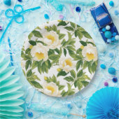 Gelbe und weiße Claire de Lune-Pioniere Pappteller (Party)